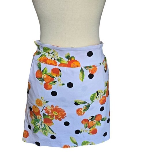 Zac & Rachel Orange Print Polka dot White Skort. size 10 - Picture 1 of 8